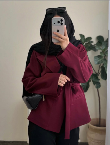 کت چهار فصل مدل بیسیک رنگ زرشکی